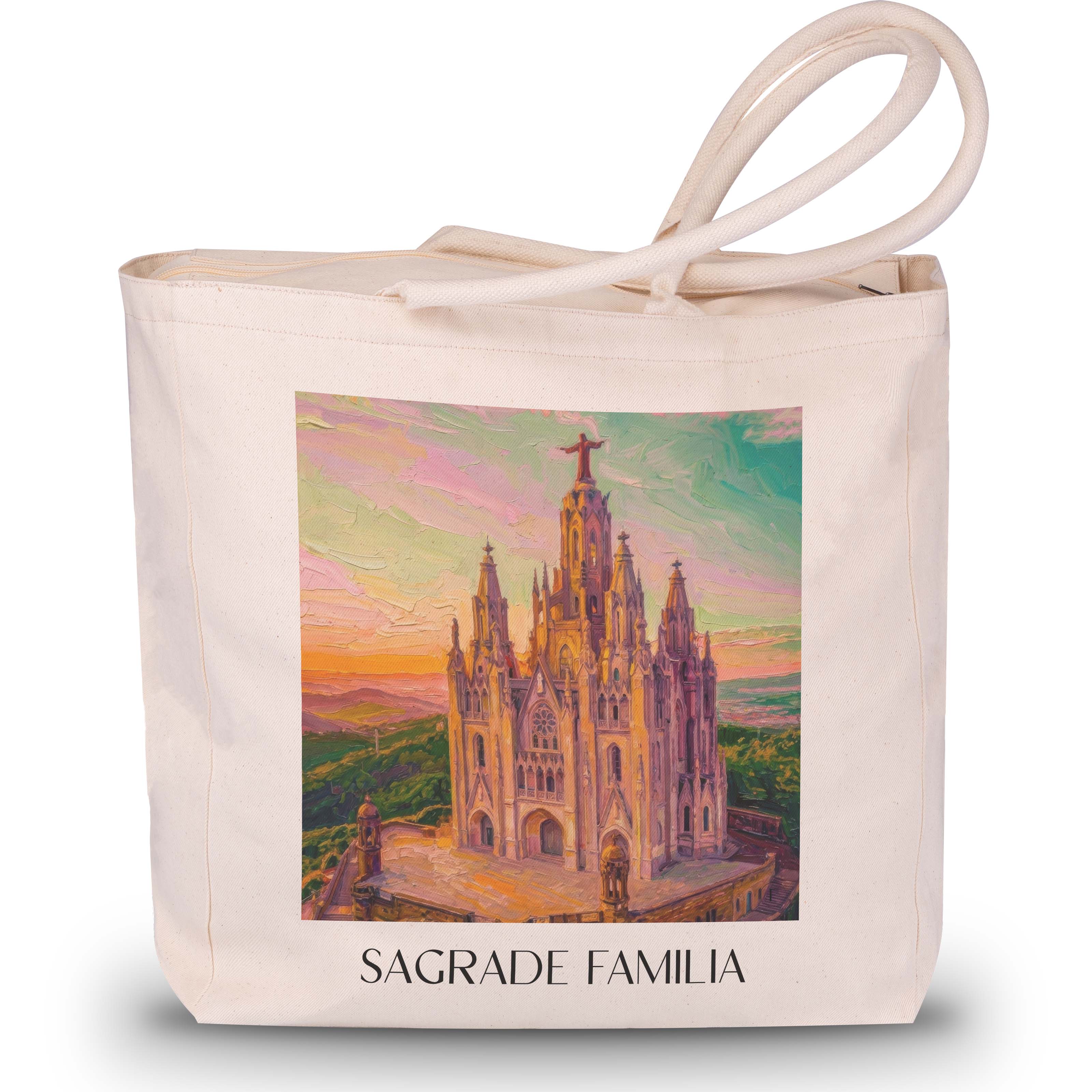Sagrada Familia Shopping Tasche - Barcelona - Spanien Tote Bag - Einkaufstasche im Ölgemälde Stil - favplace