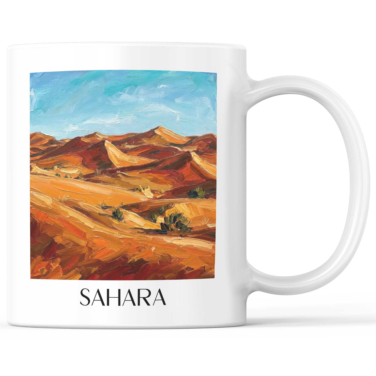 Sahara - Nordafrika Becher - Kaffeetasse im Ölgemälde Stil - favplace