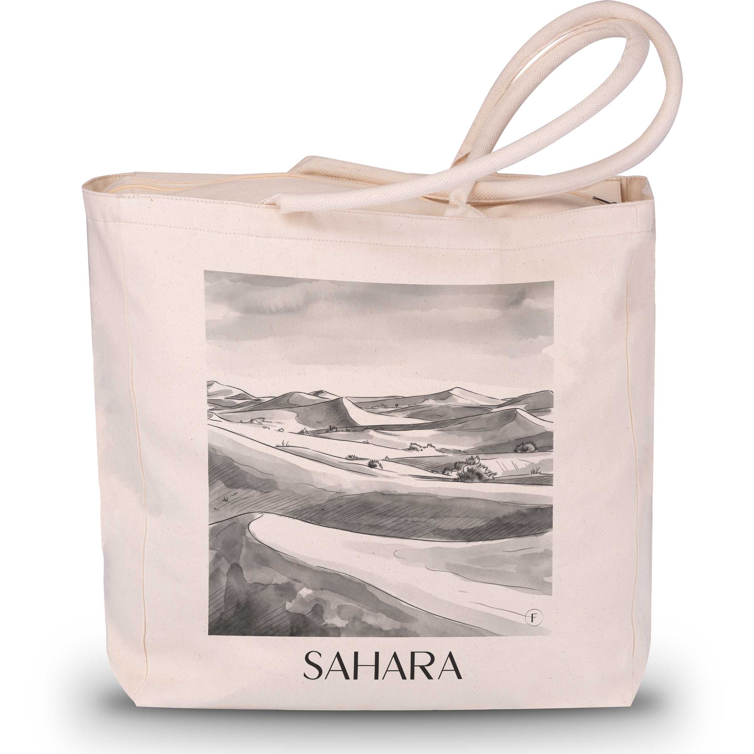 Sahara - Nordafrika Tote Bag - Einkaufstasche im Aquarell Schwarz-Weiß Stil - favplace