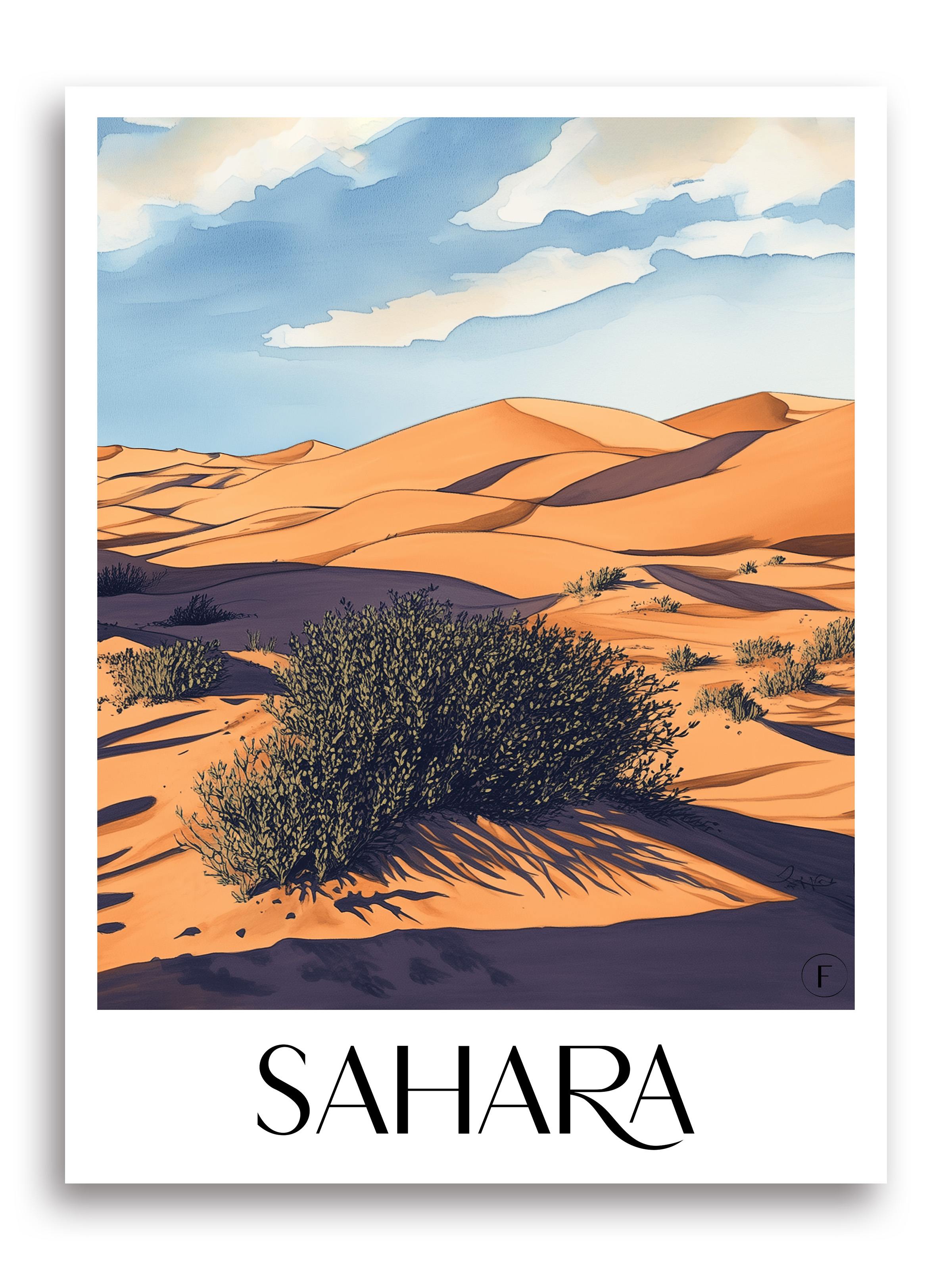 Sahara Poster -  Kunstdruck - Aquarell von A4 bis A1 - favplace