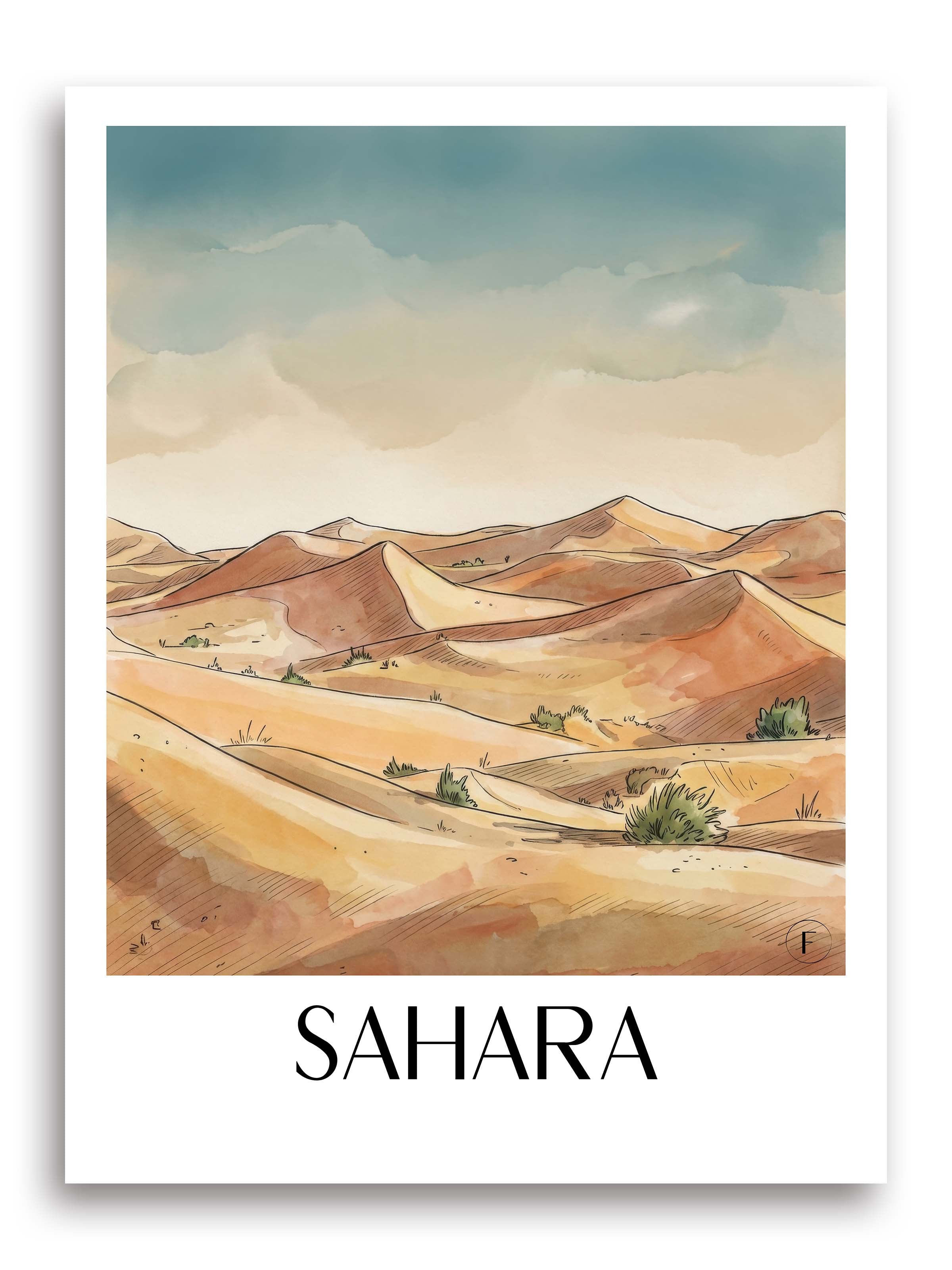 Sahara Poster - Kunstdruck - Aquarell von A4 bis A1 - favplace