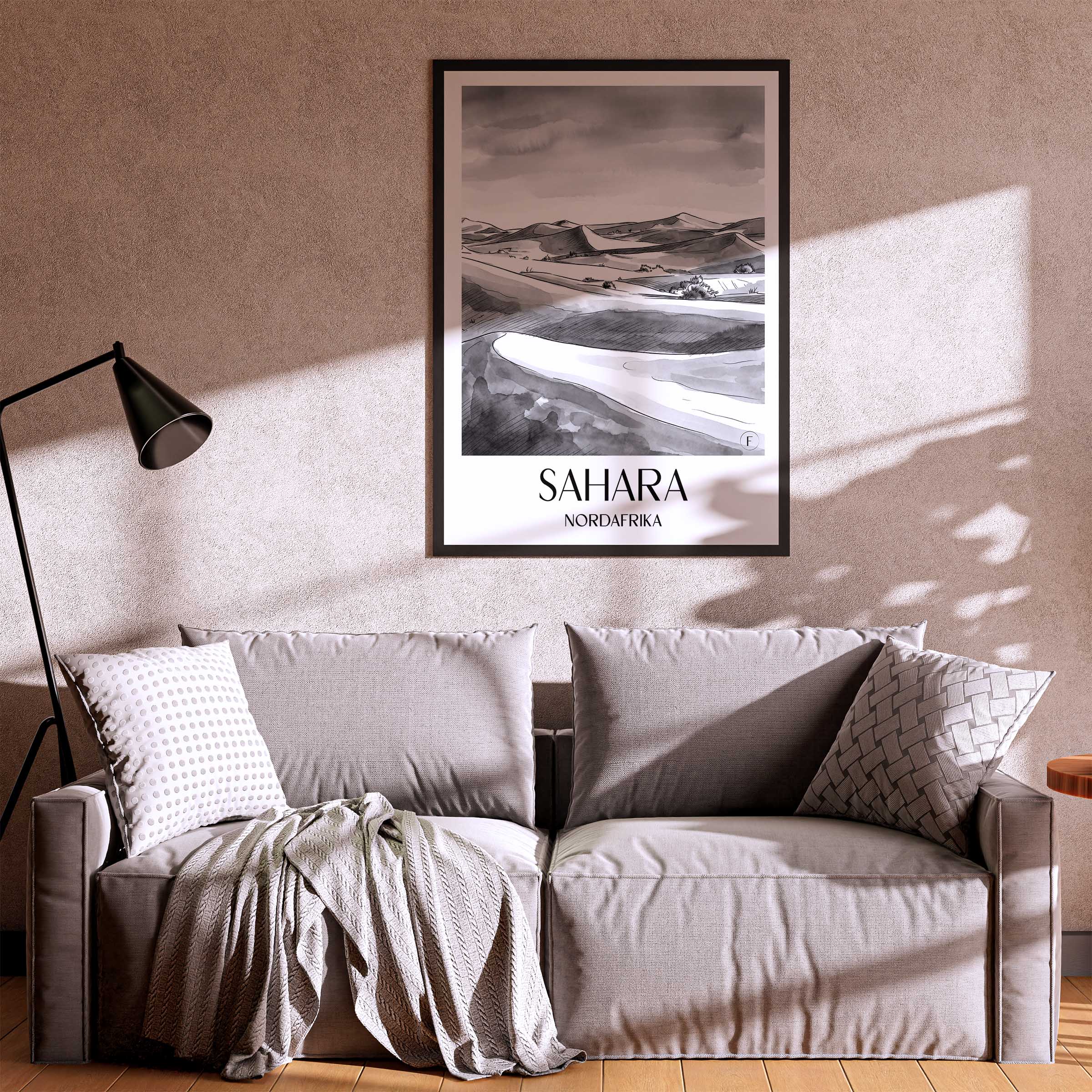sahara-nordafrika-poster-aquarell-schwarz-weiss