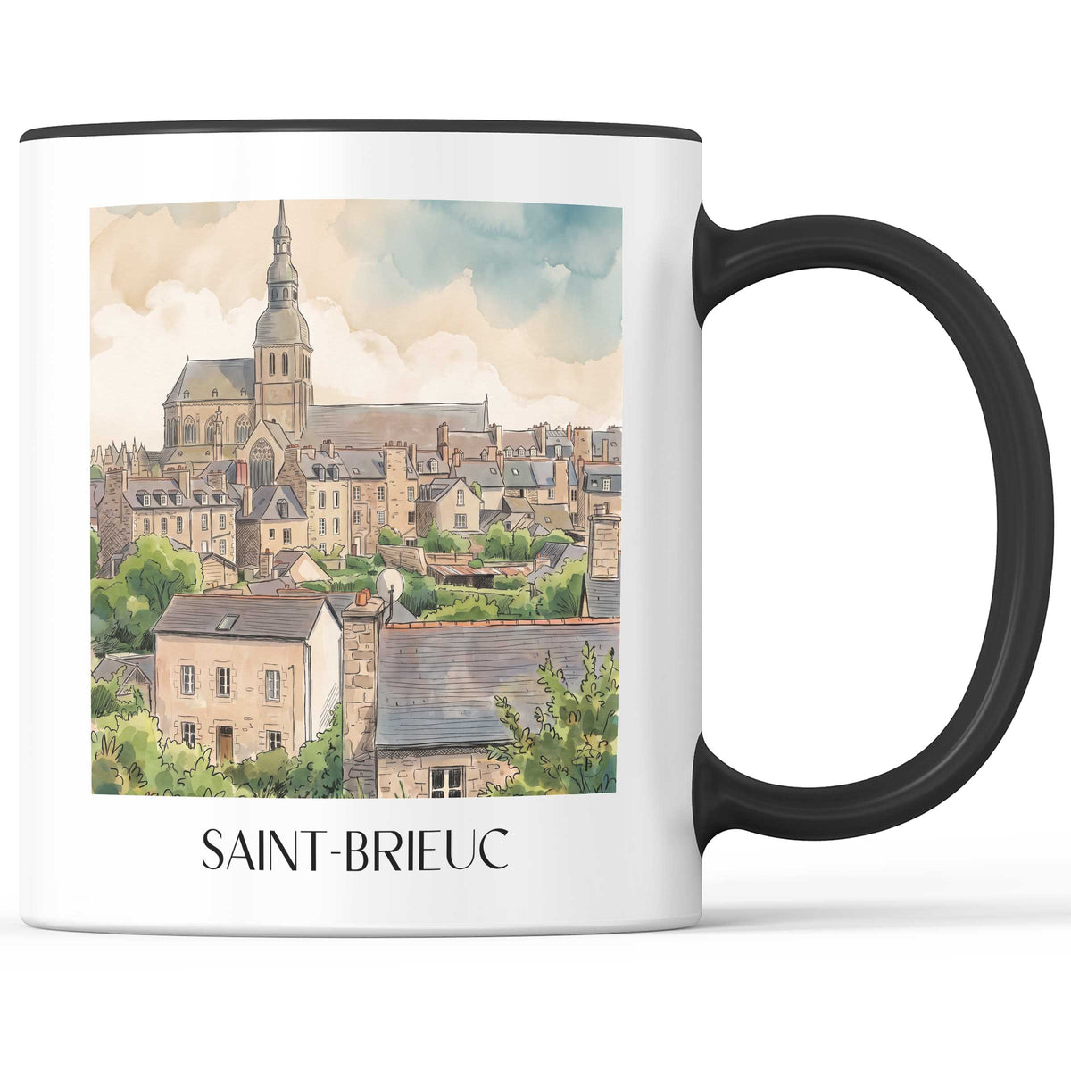 Saint-Brieuc Kaffeebecher - Côtes-d'Armor - Frankreich Becher - Kaffeetasse im Aquarell Stil - favplace