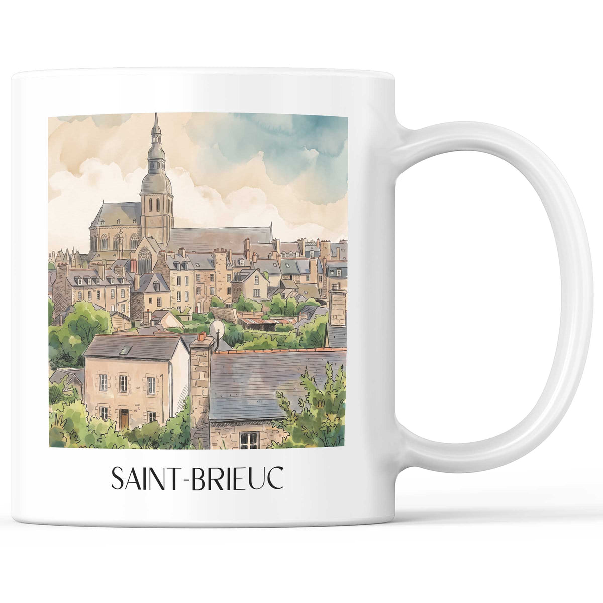 Saint-Brieuc Kaffeebecher - Côtes-d'Armor - Frankreich Becher - Kaffeetasse im Aquarell Stil - favplace