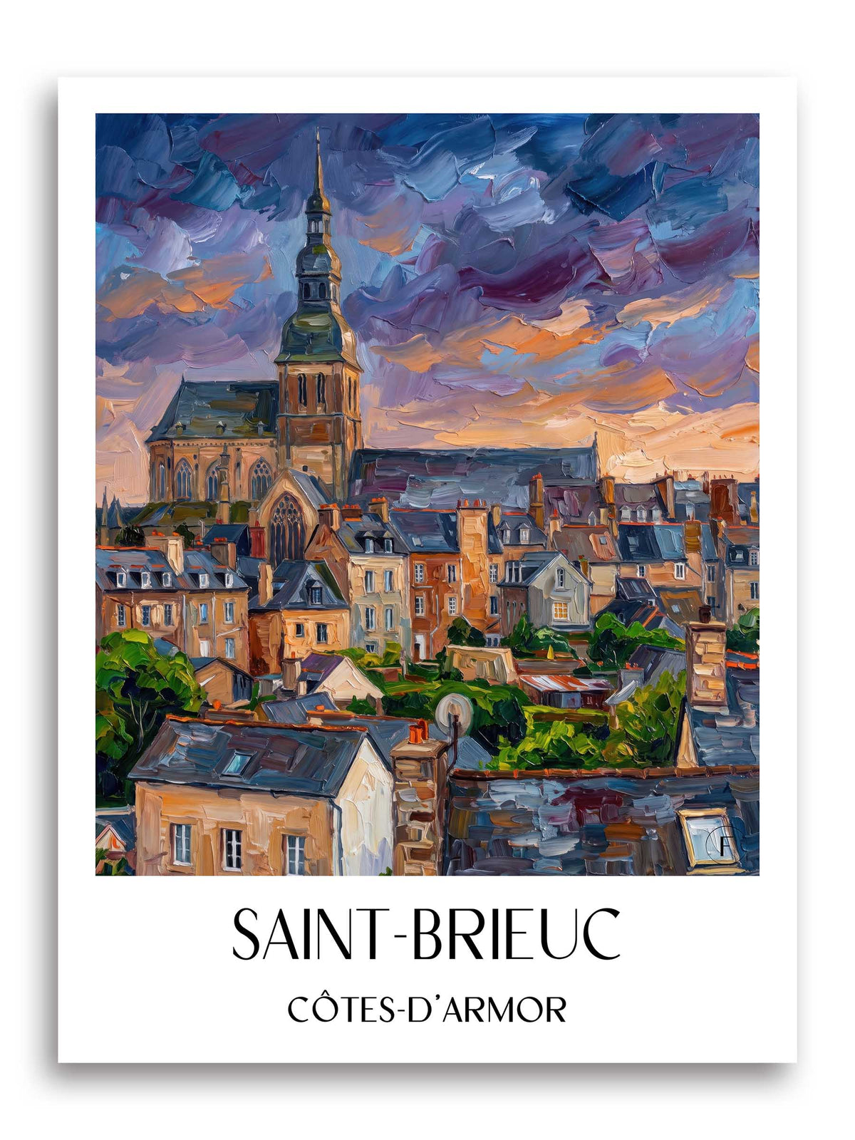 Saint-Brieuc Poster - Côtes-d'Armor - Frankreich Kunstdruck - Ölgemälde von A4 bis A1 - favplace