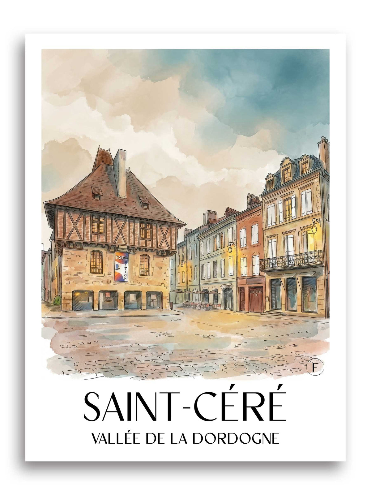 saint-céré-vallée-de-la-dordogne-frankreich-poster-aquarell