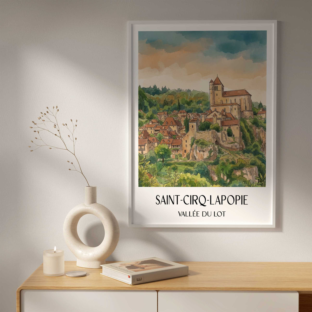 saint-cirq-lapopie-vallée-du-lot-frankreich-poster-aquarell