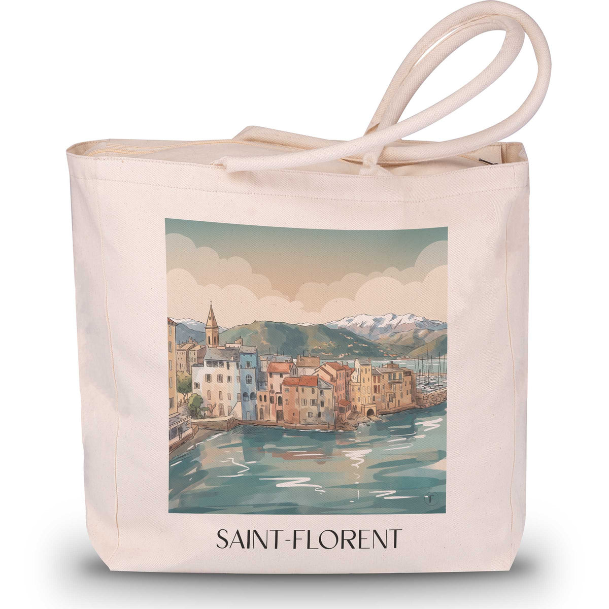 Saint-Florent Shopping Tasche - Nebbio - Frankreich Tote Bag - Einkaufstasche im Aquarell Stil - favplace