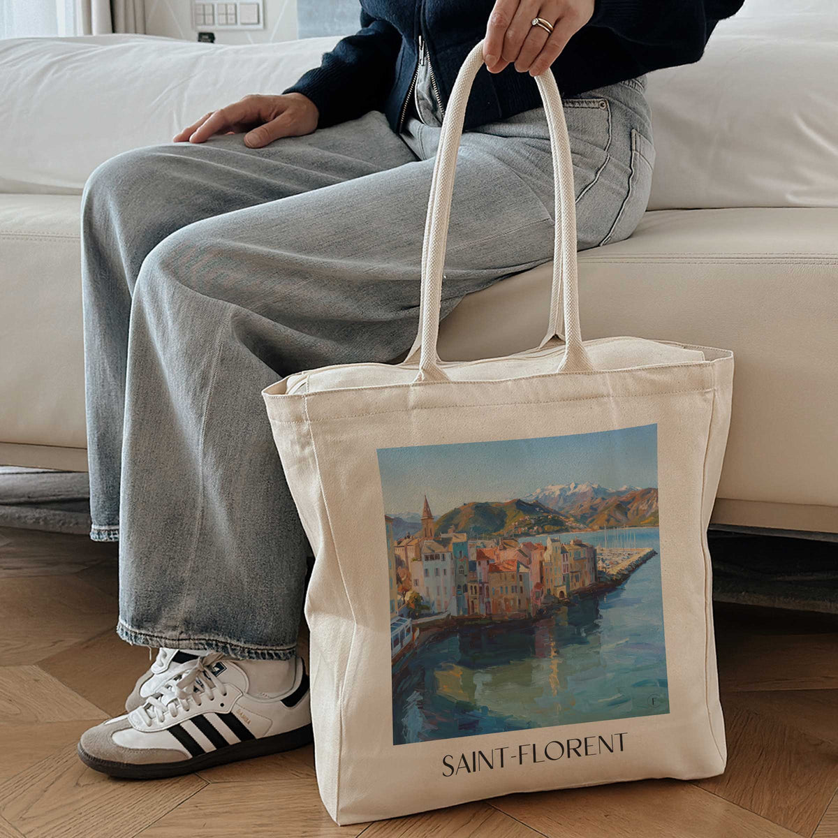 saint-florent-nebbio-frankreich-einkaufstasche-oil-painting-oelgemaelde