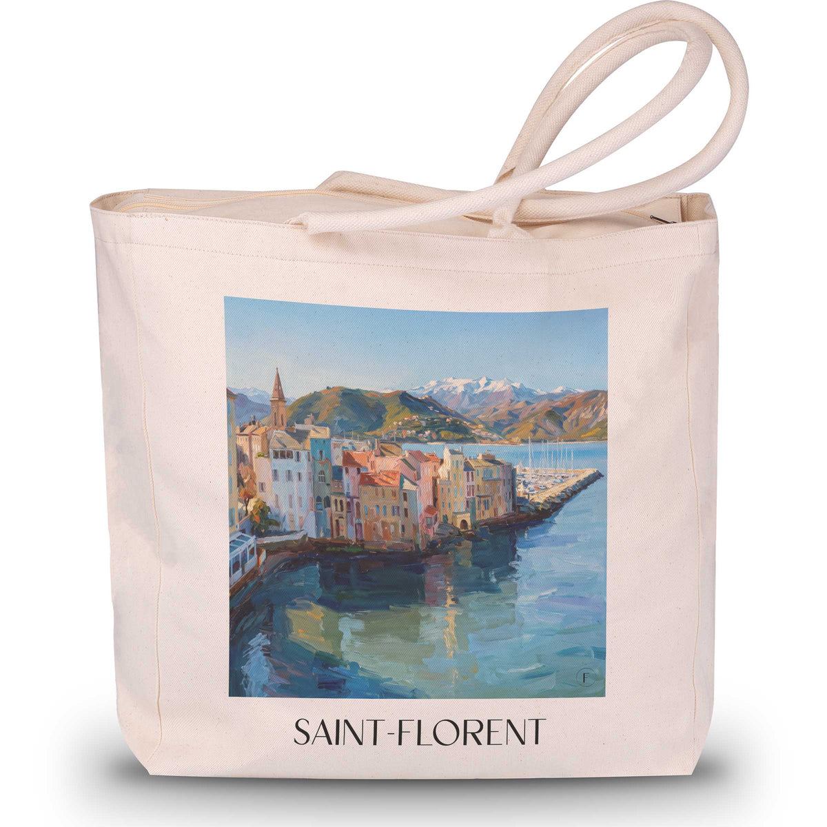 Saint-Florent Shopping Tasche - Nebbio - Frankreich Tote Bag - Einkaufstasche im Ölgemälde Stil