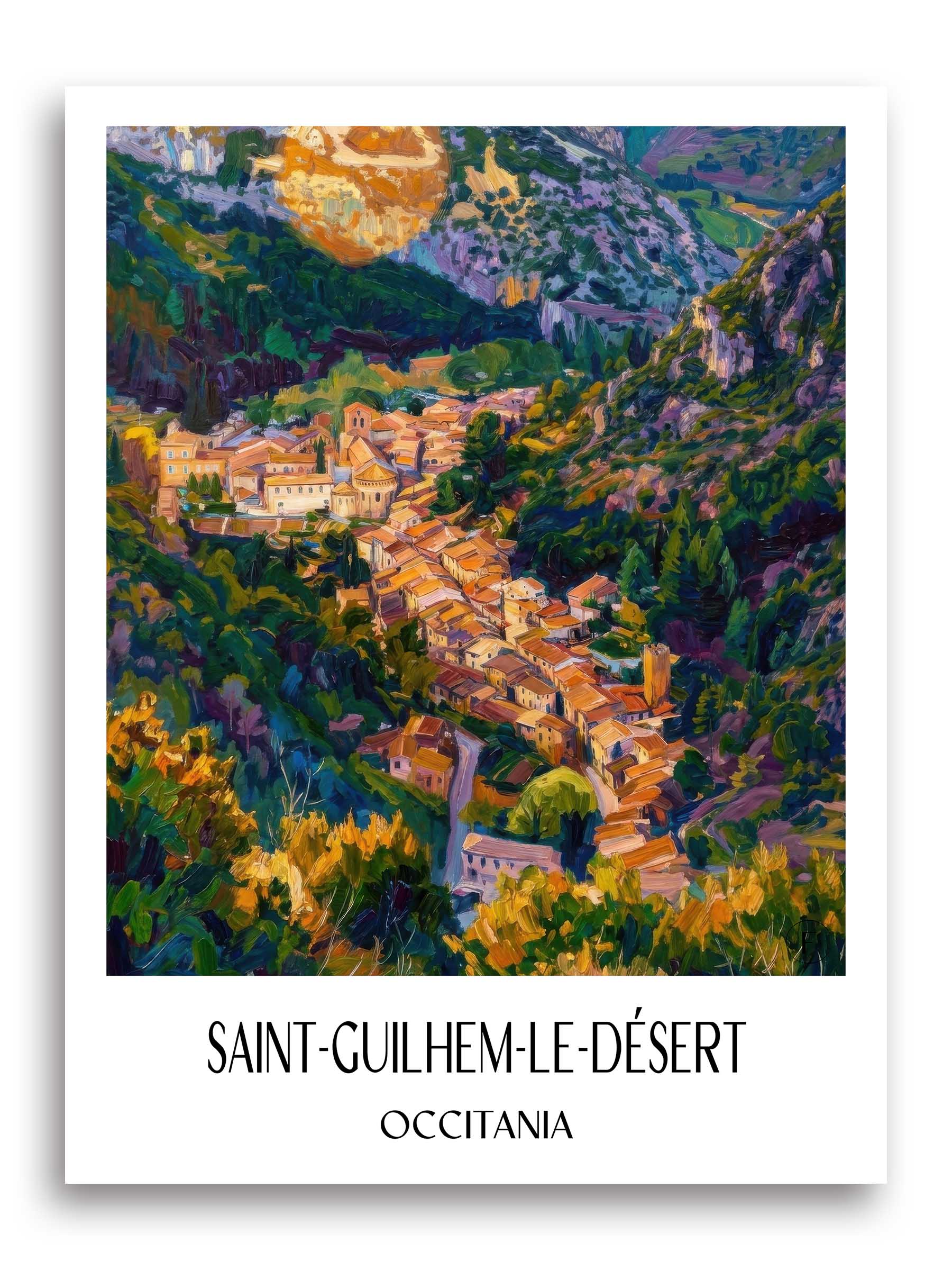 Saint-Guilhem-le-Désert Poster - Okzitanien - Frankreich Kunstdruck - Ölgemälde von A4 bis A1 - favplace