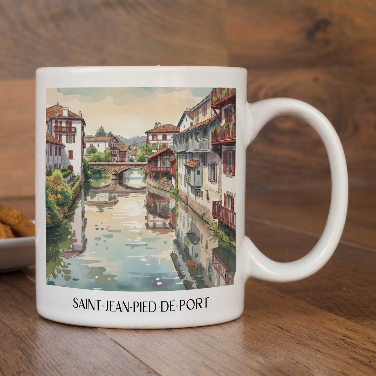 saint-jean-pied-de-port-pays-basque-frankreich-kaffeebecher-aquarell