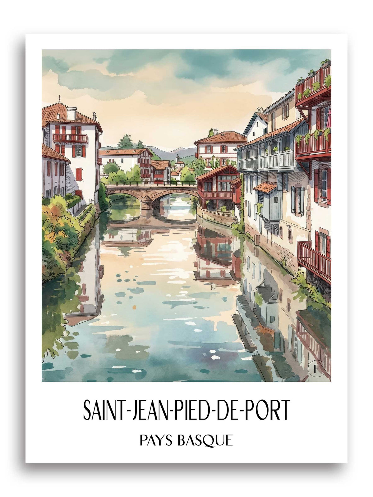 saint-jean-pied-de-port-pays-basque-frankreich-poster-aquarell