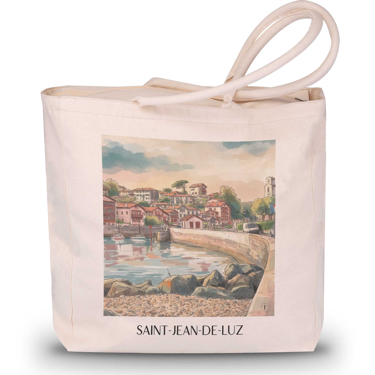 saint-jean-de-luz-pays-basque-frankreich-einkaufstasche-aquarell