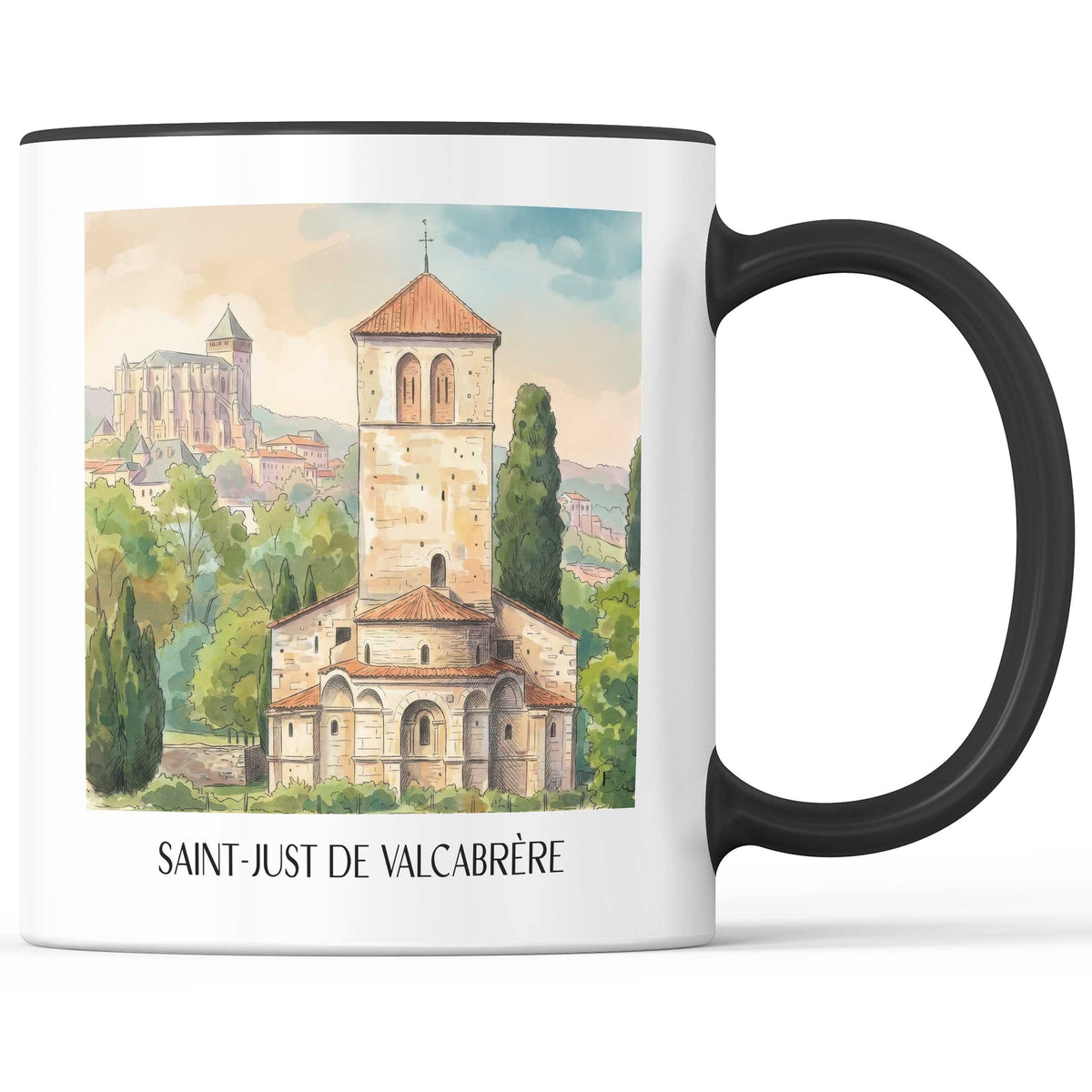 saint-just-de-valcabrère-comminges-frankreich-kaffeebecher-aquarell