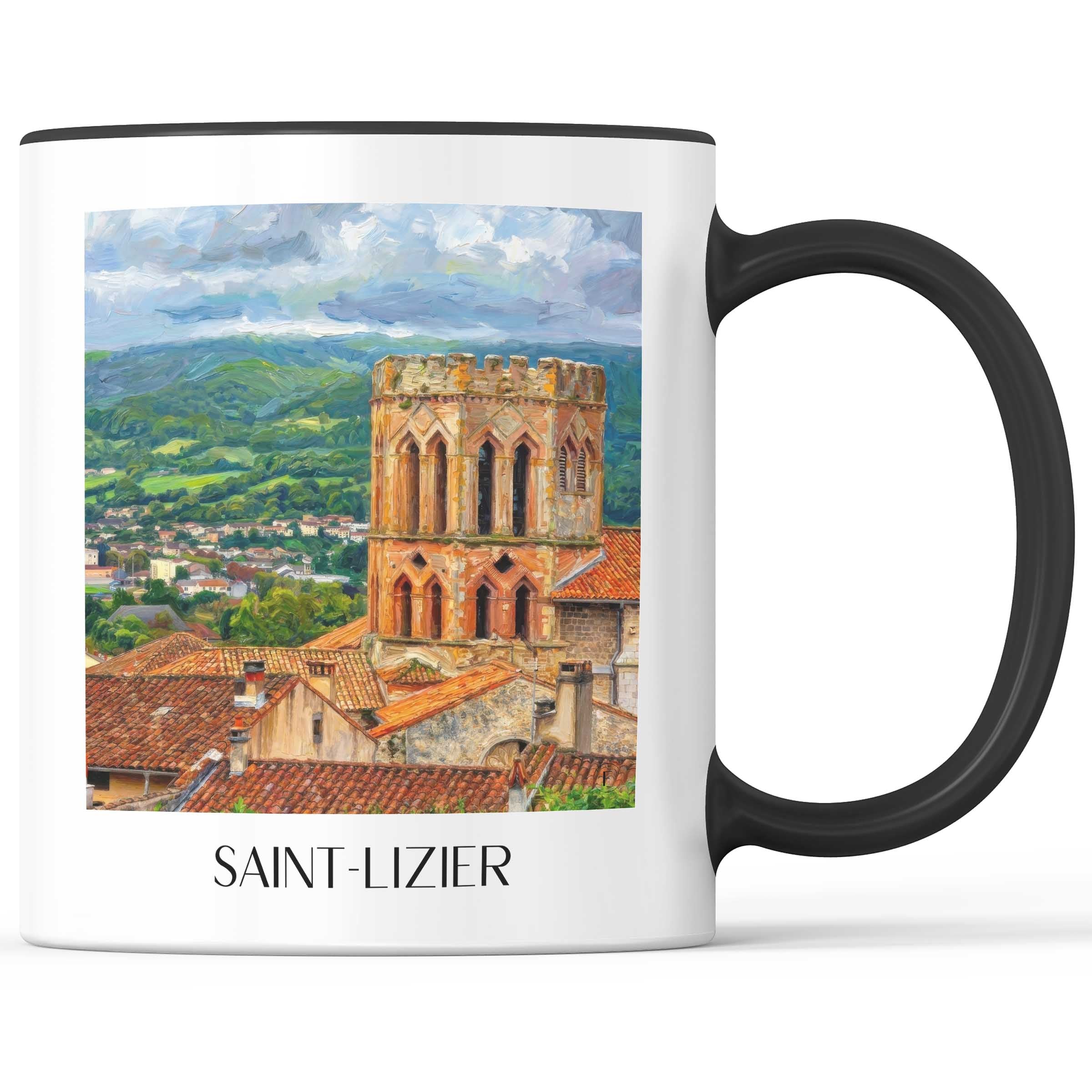 Saint-Lizier Kaffeebecher - Couserans - Frankreich Becher - Kaffeetasse im Ölgemälde Stil - favplace