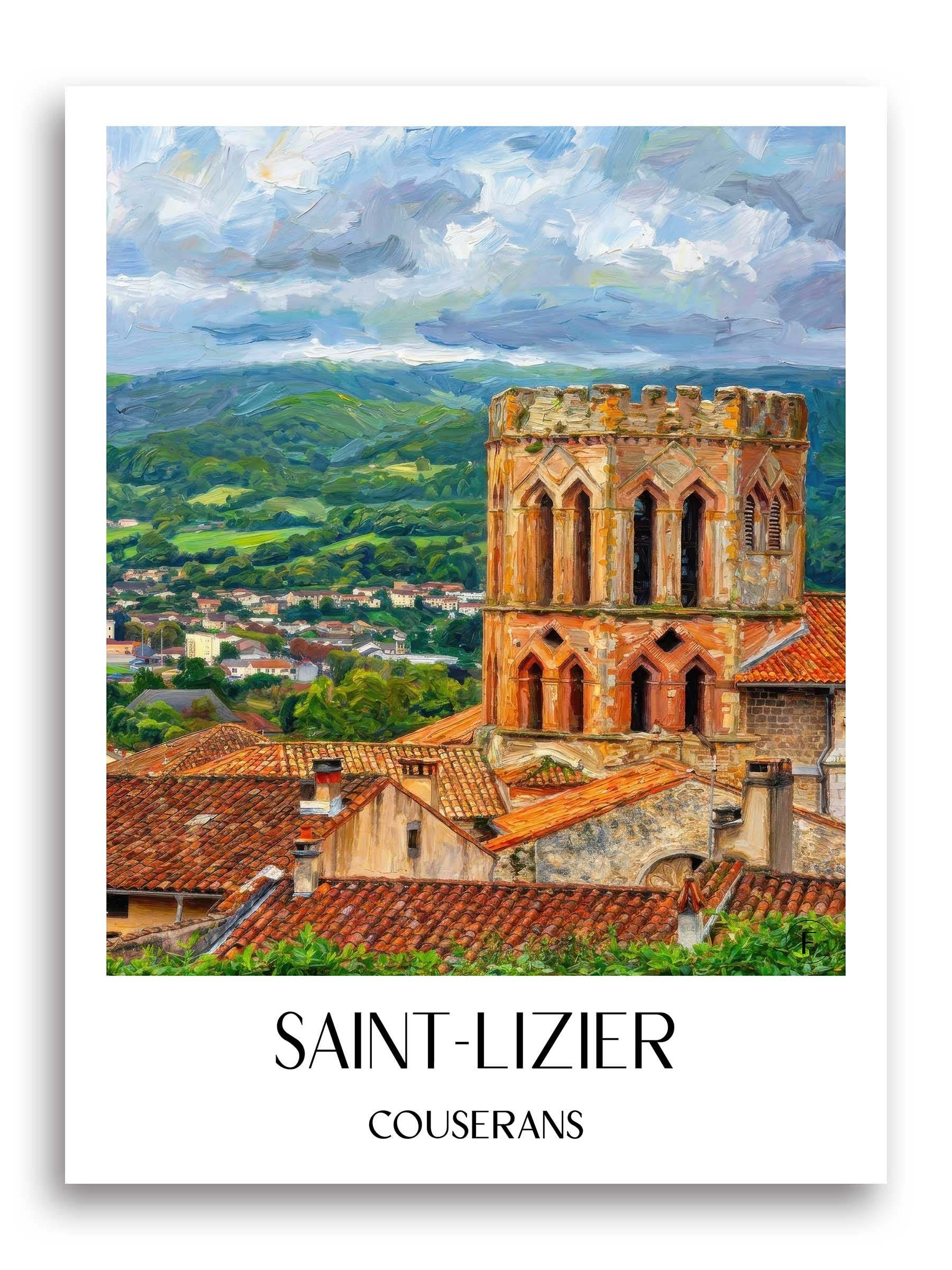 Saint-Lizier Poster - Couserans - Frankreich Kunstdruck - Ölgemälde von A4 bis A1 - favplace
