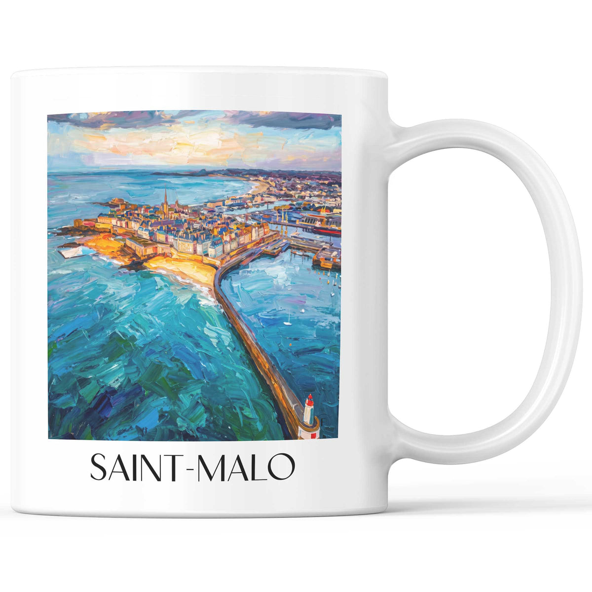Saint-Malo Kaffeebecher - Côte d'Émeraude - Frankreich Becher - Kaffeetasse im Ölgemälde Stil - favplace