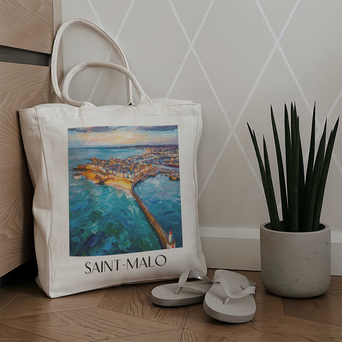 saint-malo-côte-d'émeraude-frankreich-einkaufstasche-oil-painting-oelgemaelde