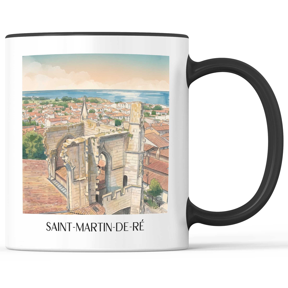 Saint-Martin-de-Ré Kaffeebecher - Île de Ré - Frankreich Becher - Kaffeetasse im Aquarell Stil - favplace
