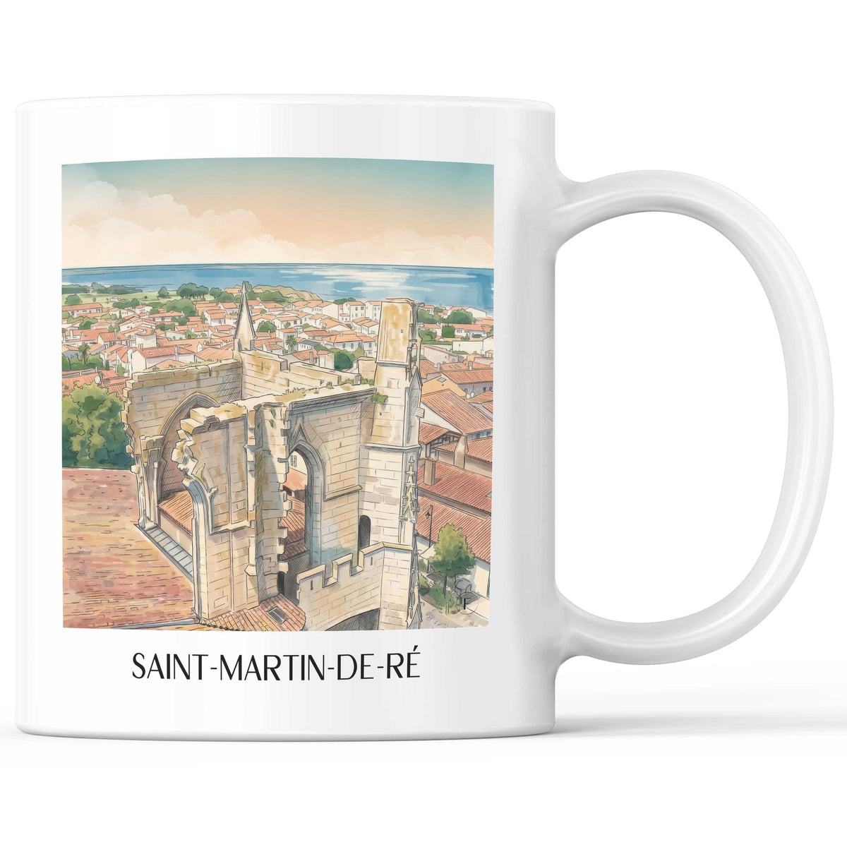 Saint-Martin-de-Ré Kaffeebecher - Île de Ré - Frankreich Becher - Kaffeetasse im Aquarell Stil - favplace