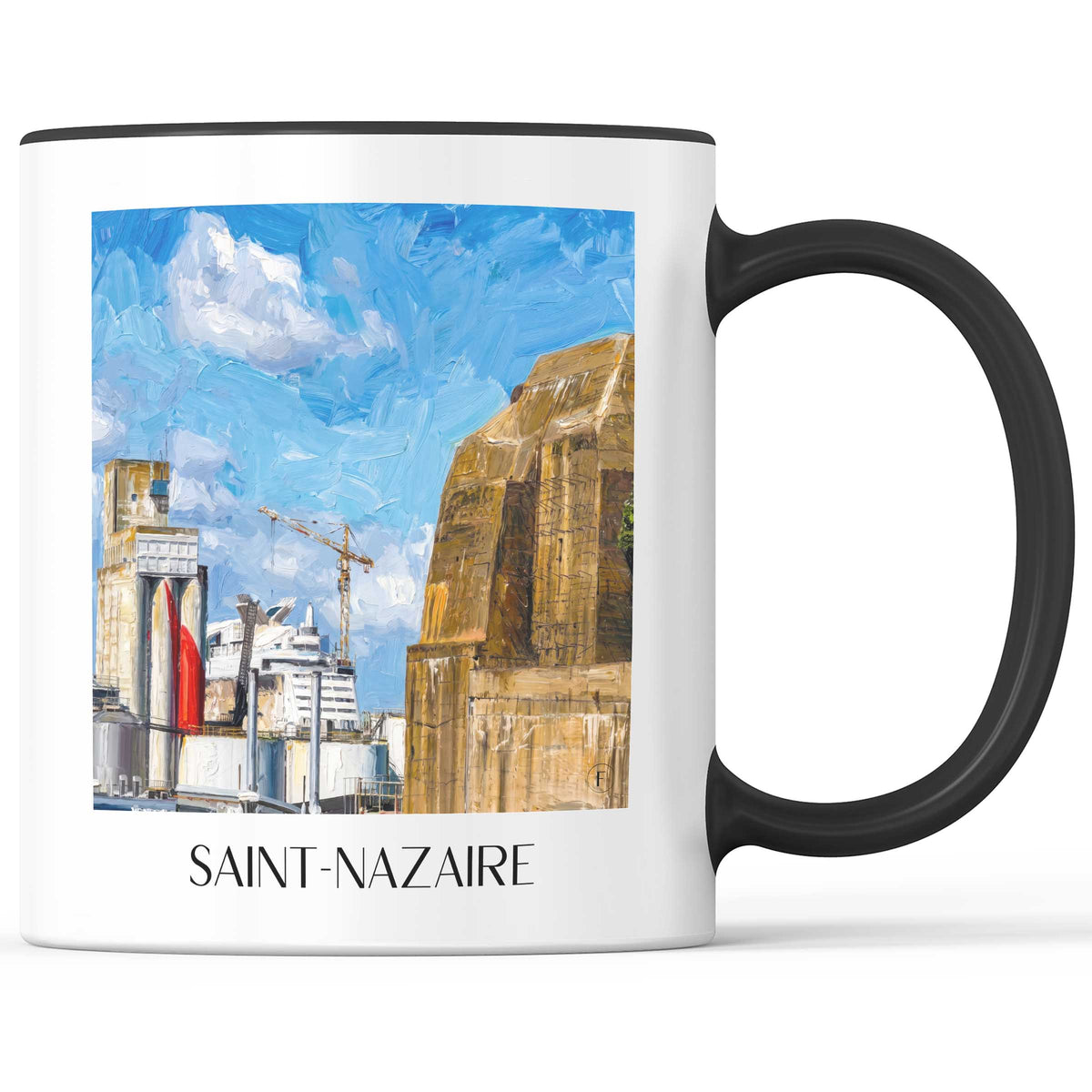 Saint-Nazaire Kaffeebecher - Loire-Atlantique - Frankreich Becher - Kaffeetasse im Ölgemälde Stil - favplace
