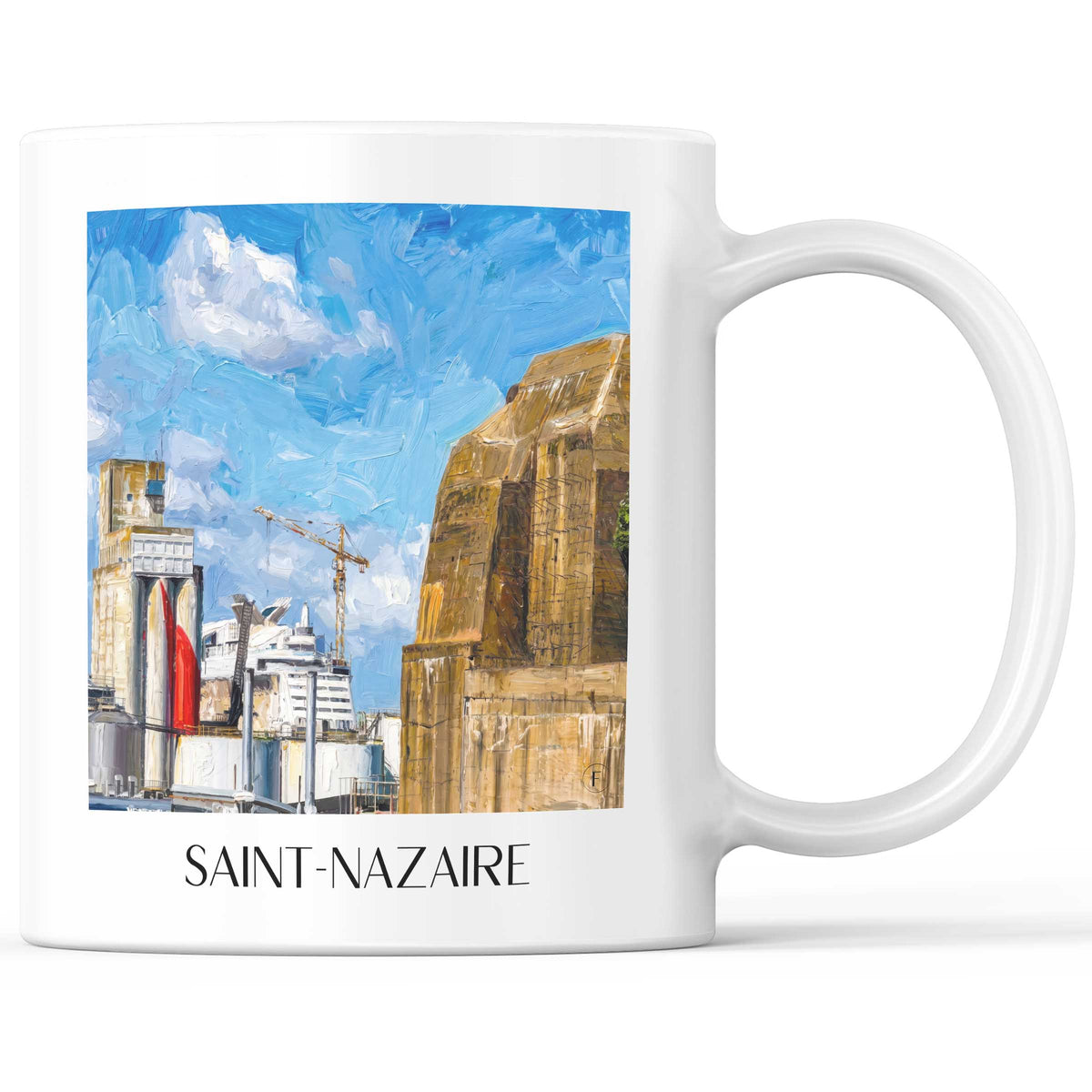 Saint-Nazaire Kaffeebecher - Loire-Atlantique - Frankreich Becher - Kaffeetasse im Ölgemälde Stil - favplace