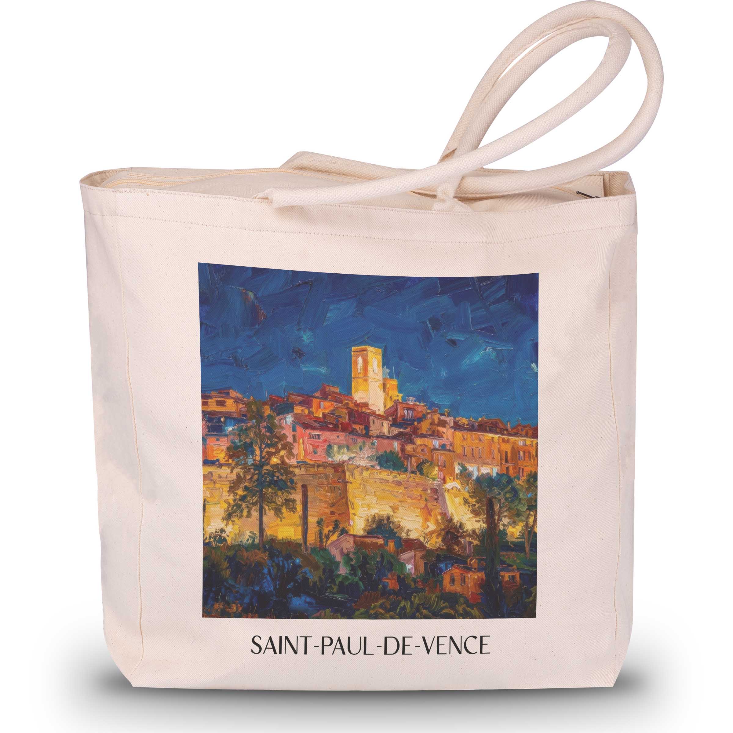 Saint-Paul-de-Vence Shopping Tasche - Côte d´Azur - Frankreich Tote Bag - Einkaufstasche im Ölgemälde Stil - favplace
