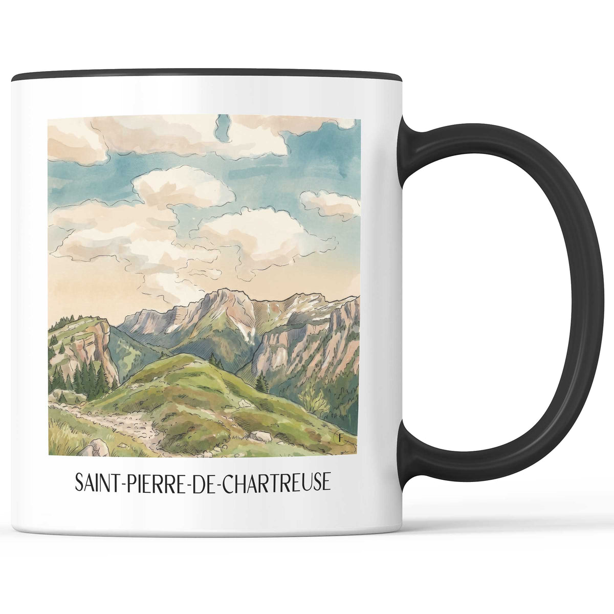 saint-pierre-de-chartreuse-isère-frankreich-kaffeebecher-aquarell