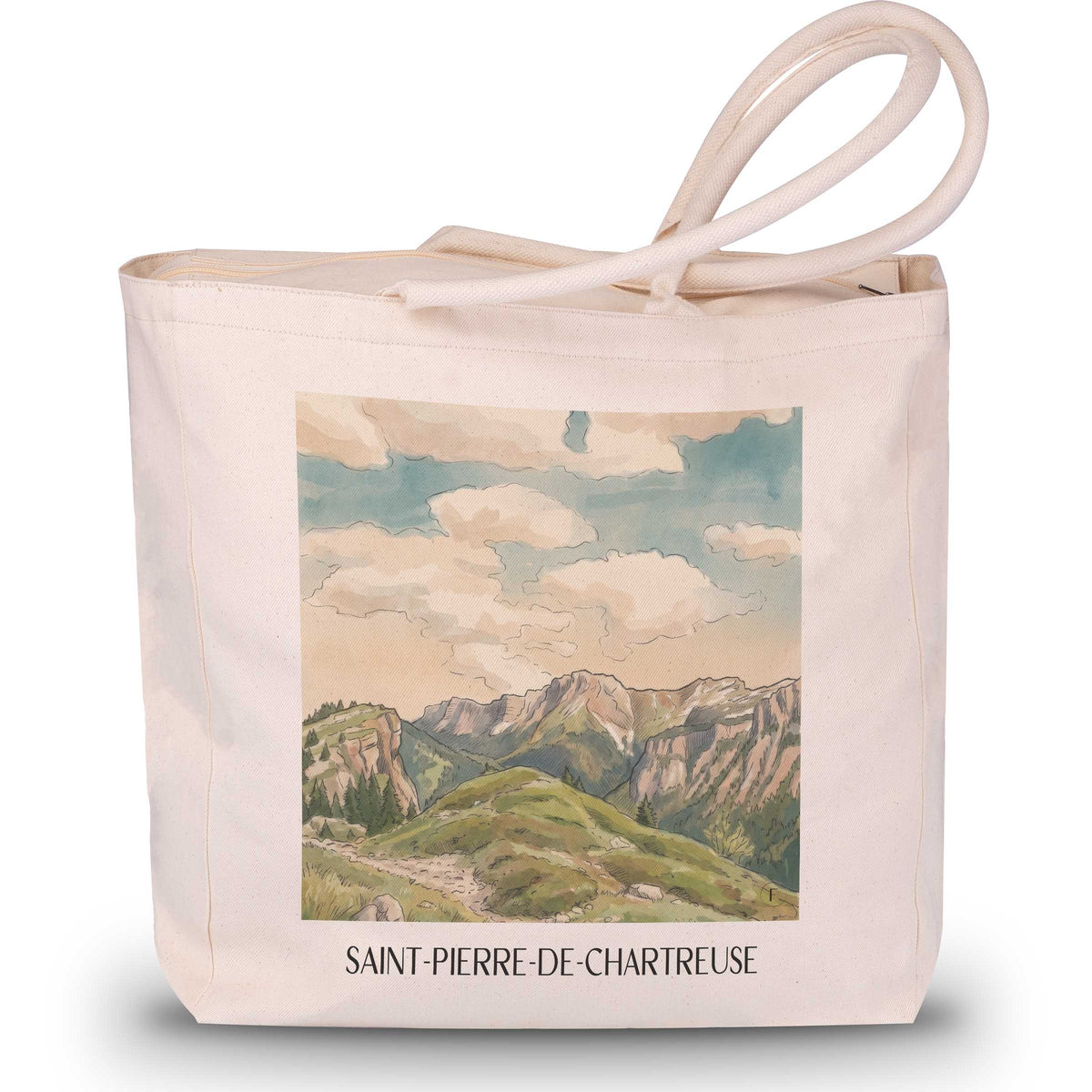 saint-pierre-de-chartreuse-isère-frankreich-einkaufstasche-aquarell