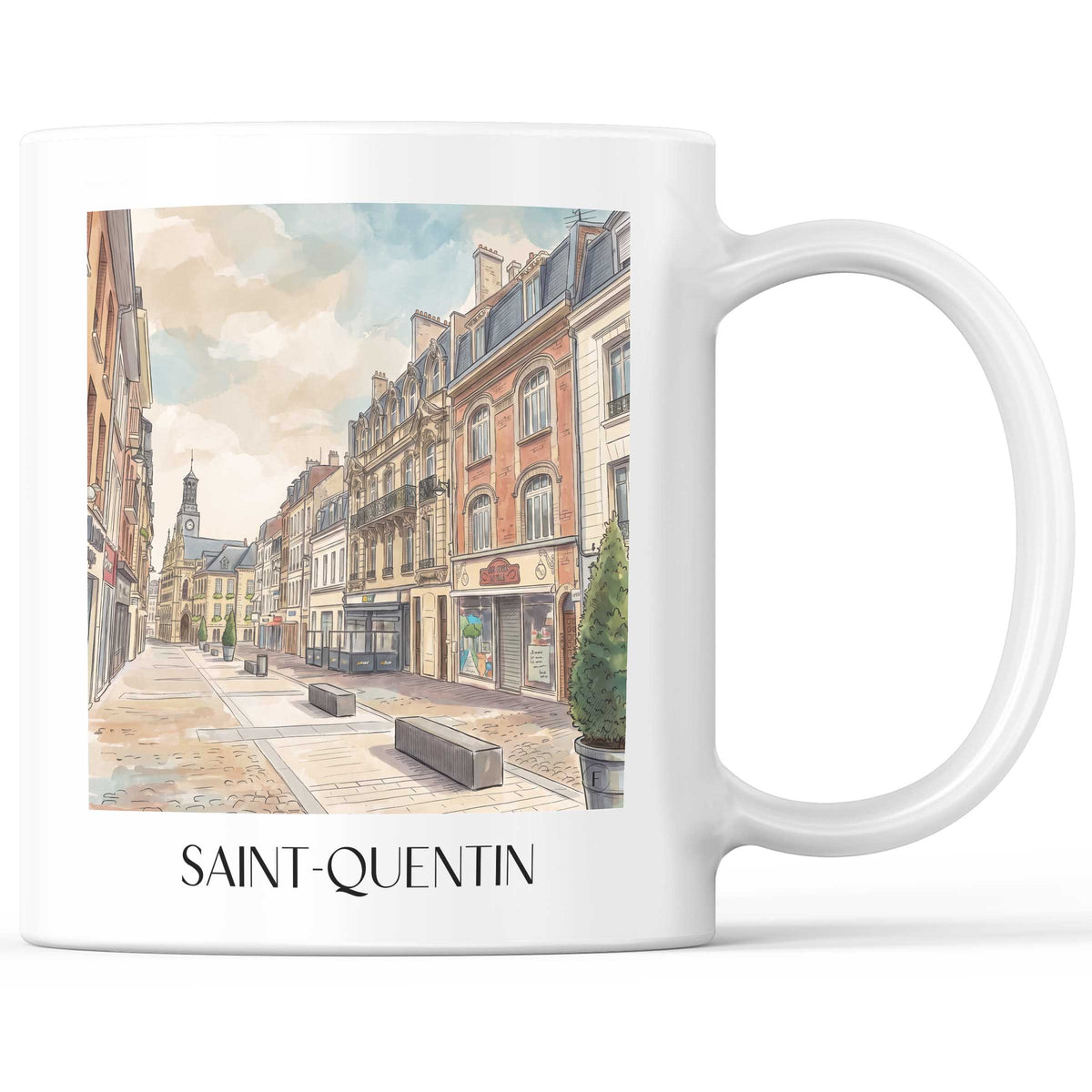 Saint-Quentin Kaffeebecher - Aisne - Frankreich Becher - Kaffeetasse im Aquarell Stil - favplace
