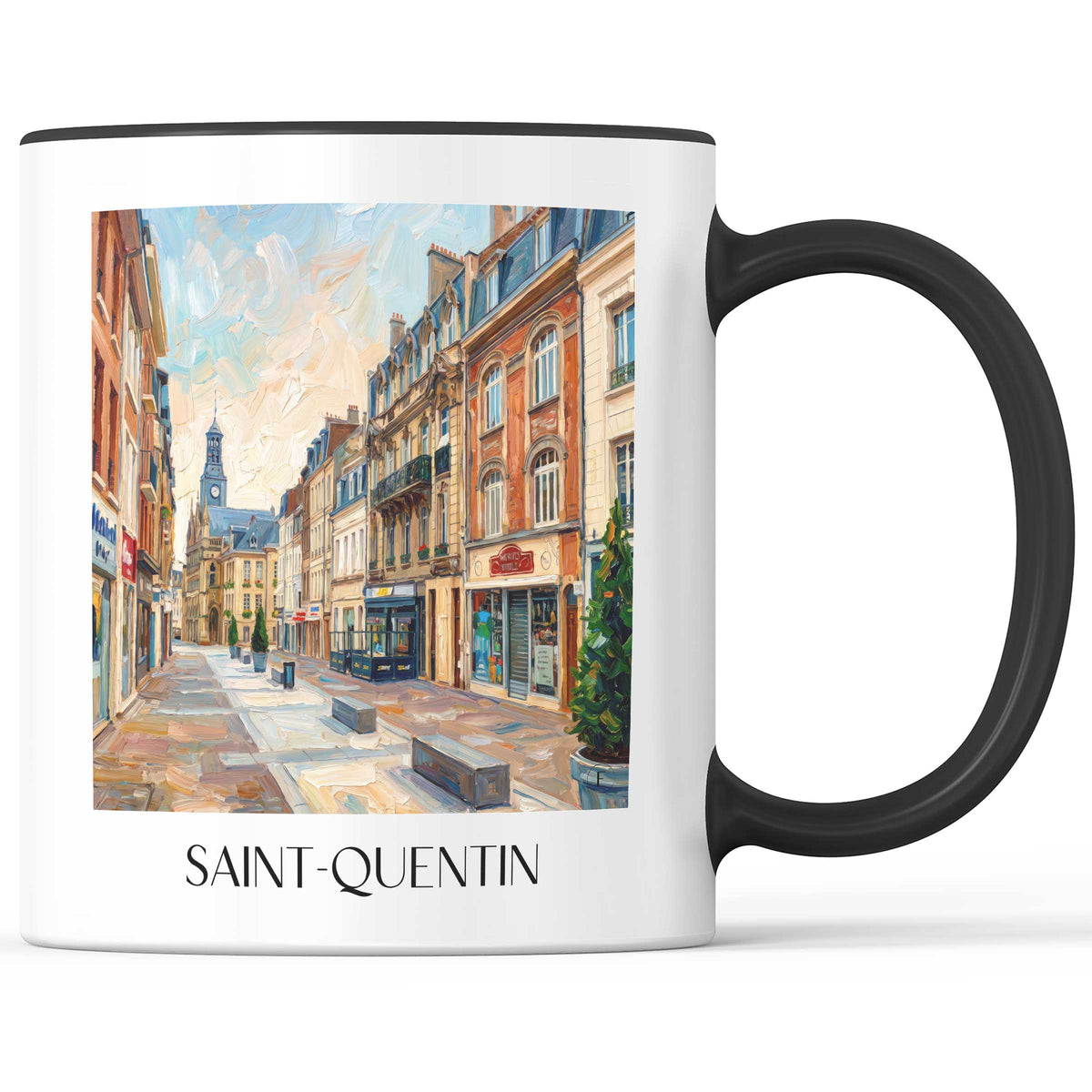 Saint-Quentin Kaffeebecher - Aisne - Frankreich Becher - Kaffeetasse im Ölgemälde Stil - favplace