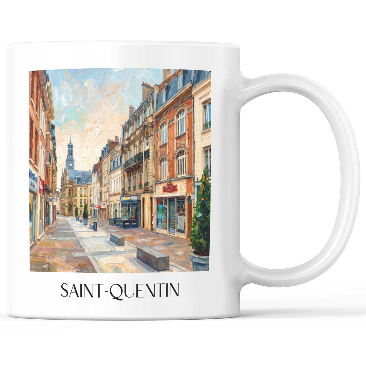 Saint-Quentin Kaffeebecher - Aisne - Frankreich Becher - Kaffeetasse im Ölgemälde Stil - favplace