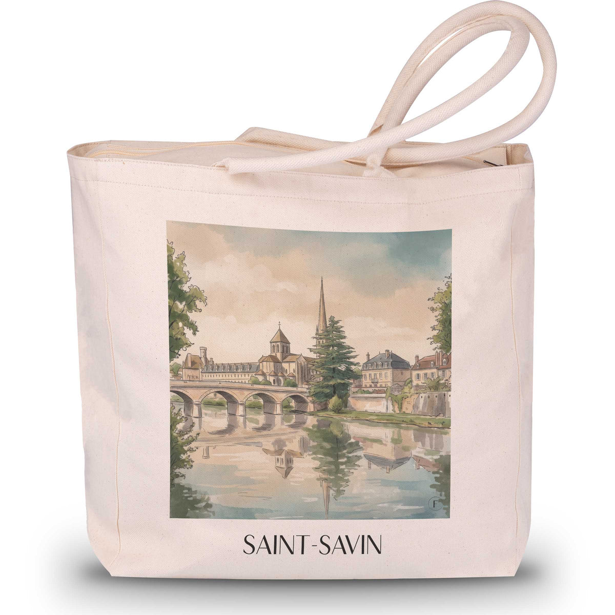 Saint-Savin Shopping Tasche - Vallée de la Gartempe - Frankreich Tote Bag - Einkaufstasche im Aquarell Stil - favplace