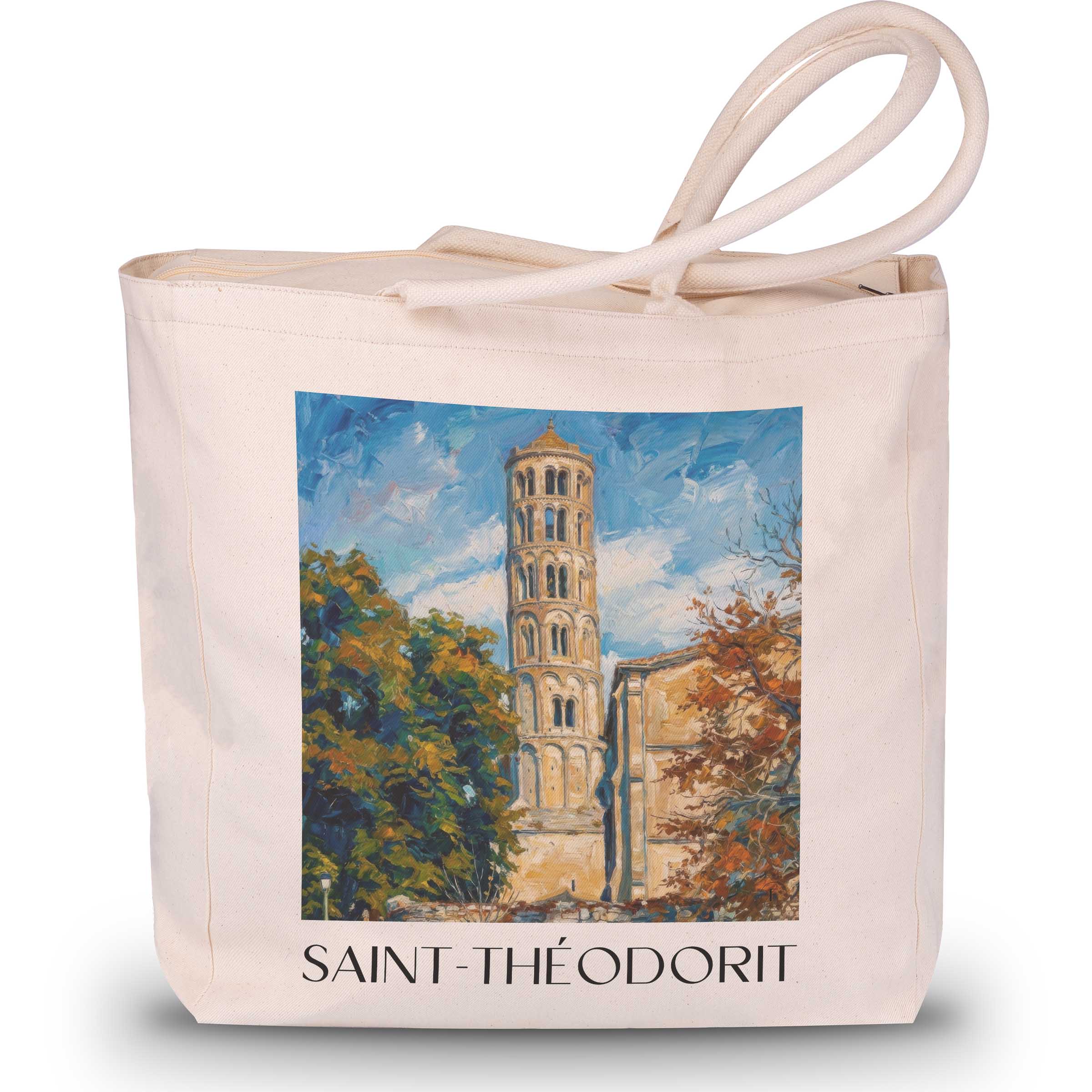 Saint-Théodorit Shopping Tasche - Uzès - Frankreich Tote Bag - Einkaufstasche im Ölgemälde Stil - favplace