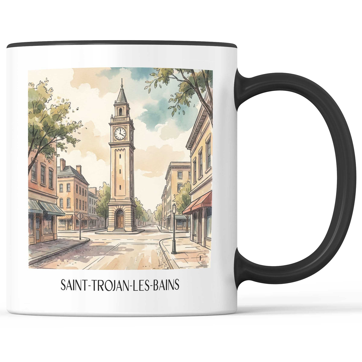 saint-trojan-les-bains-île-d'oléron-frankreich-kaffeebecher-aquarell