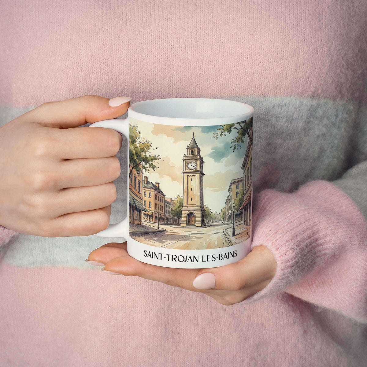 saint-trojan-les-bains-île-d'oléron-frankreich-kaffeebecher-aquarell