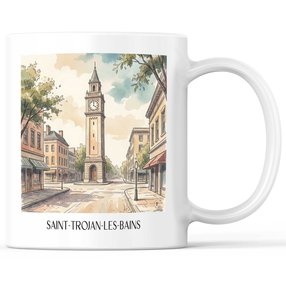Saint-Trojan-les-Bains Kaffeebecher - Île d'Oléron - Frankreich Becher - Kaffeetasse im Aquarell Stil - favplace