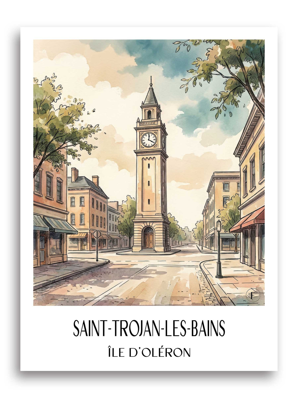 saint-trojan-les-bains-île-d'oléron-frankreich-poster-aquarell