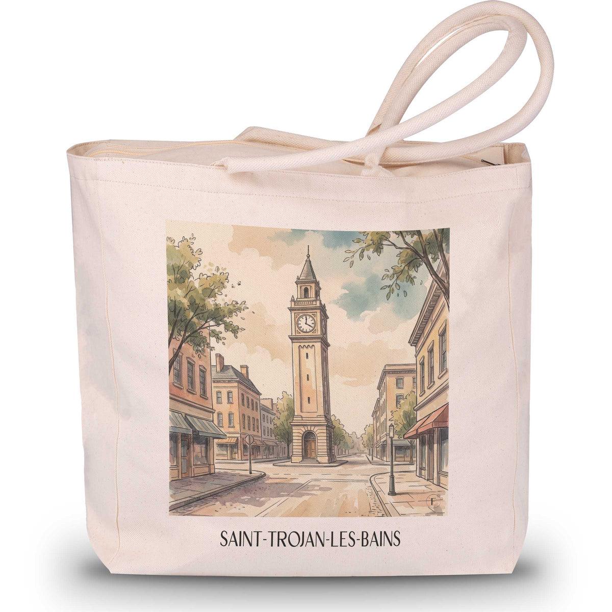 saint-trojan-les-bains-île-d'oléron-frankreich-einkaufstasche-aquarell