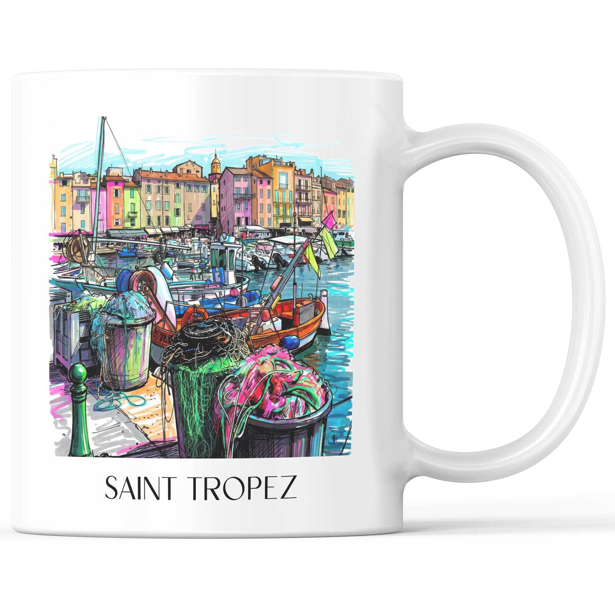 Saint Tropez - Frankreich Becher - Kaffeetasse im Tag Graffiti Stil - favplace