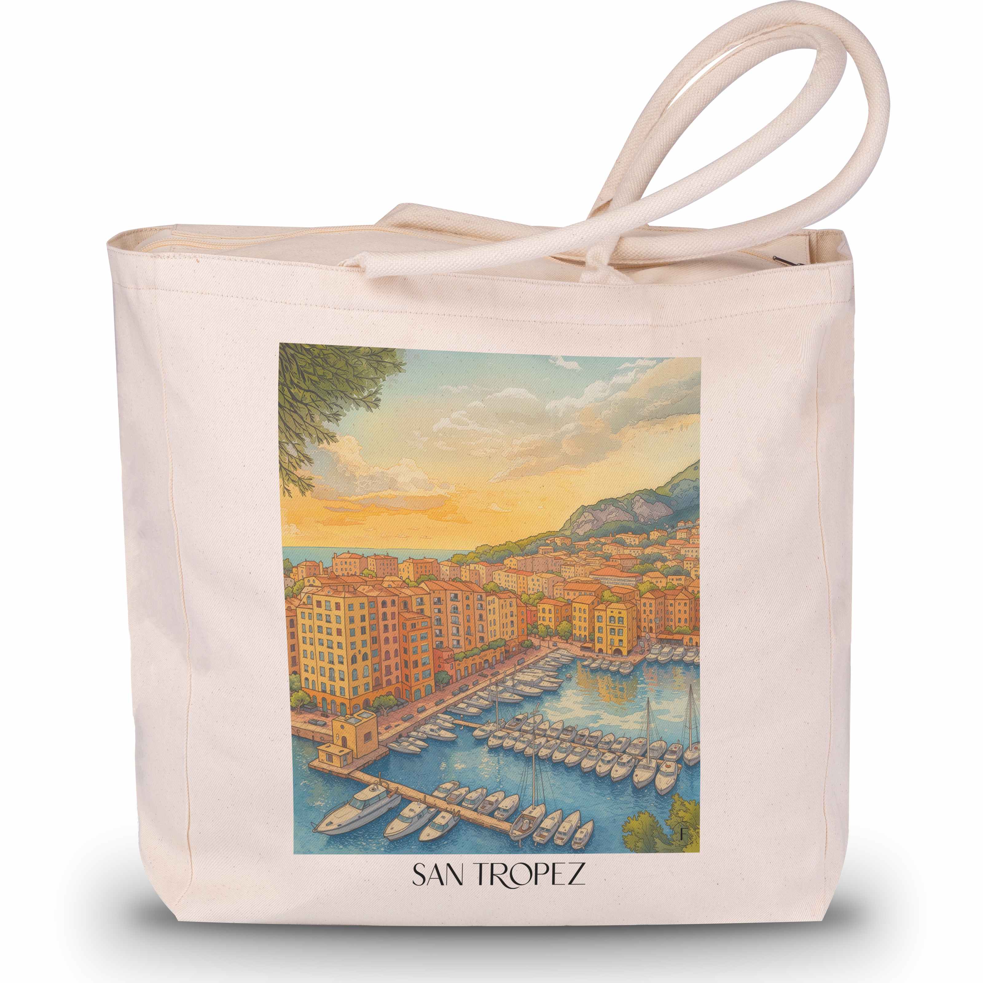 Saint Tropez - Frankreich Tote Bag - Einkaufstasche im Aquarell Stil - favplace