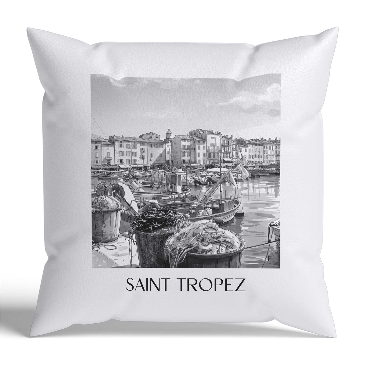 saint-tropez-frankreich-frankreich-kissenbezug-aquarell-schwarz-weiss