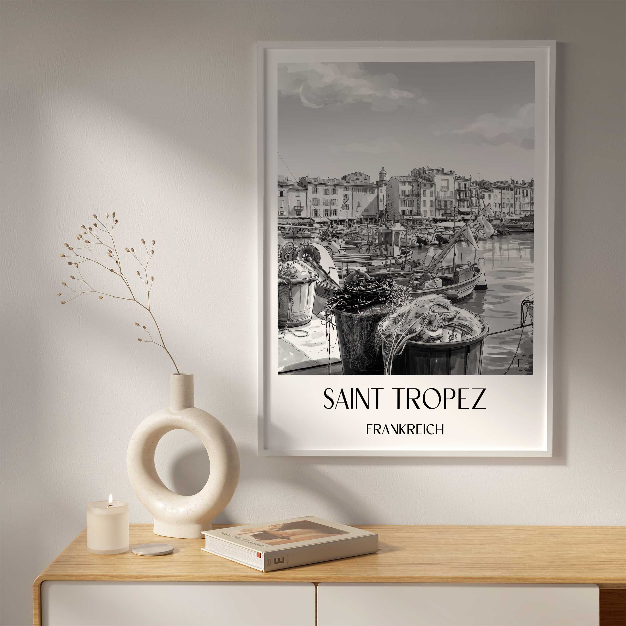 saint-tropez-frankreich-poster-aquarell-schwarz-weiss