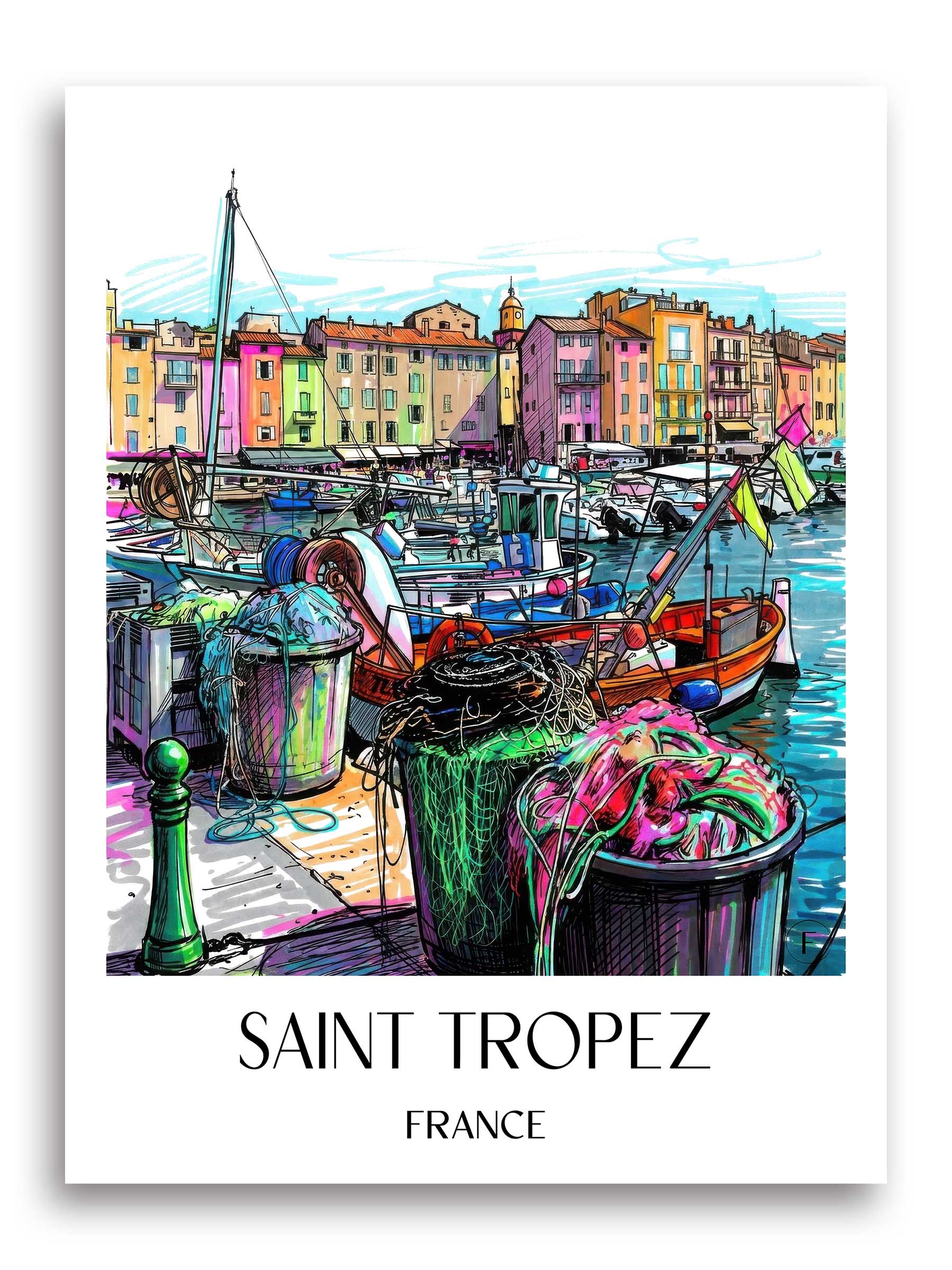 Saint Tropez Poster - - Frankreich Kunstdruck - Tag Graffiti von A4 bis A1 - favplace