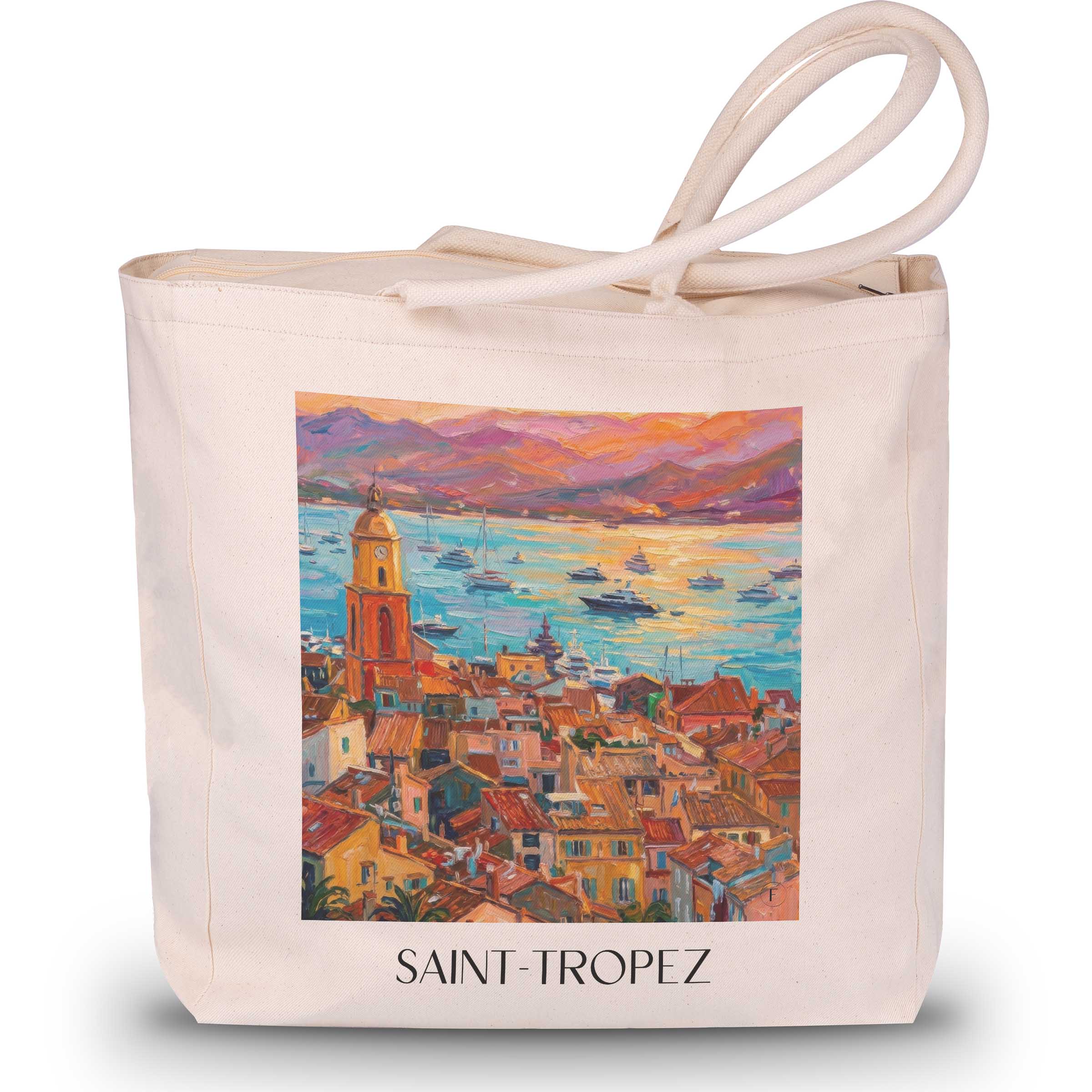 saint-tropez-côte-d´azur-frankreich-einkaufstasche-oil-painting-oelgemaelde