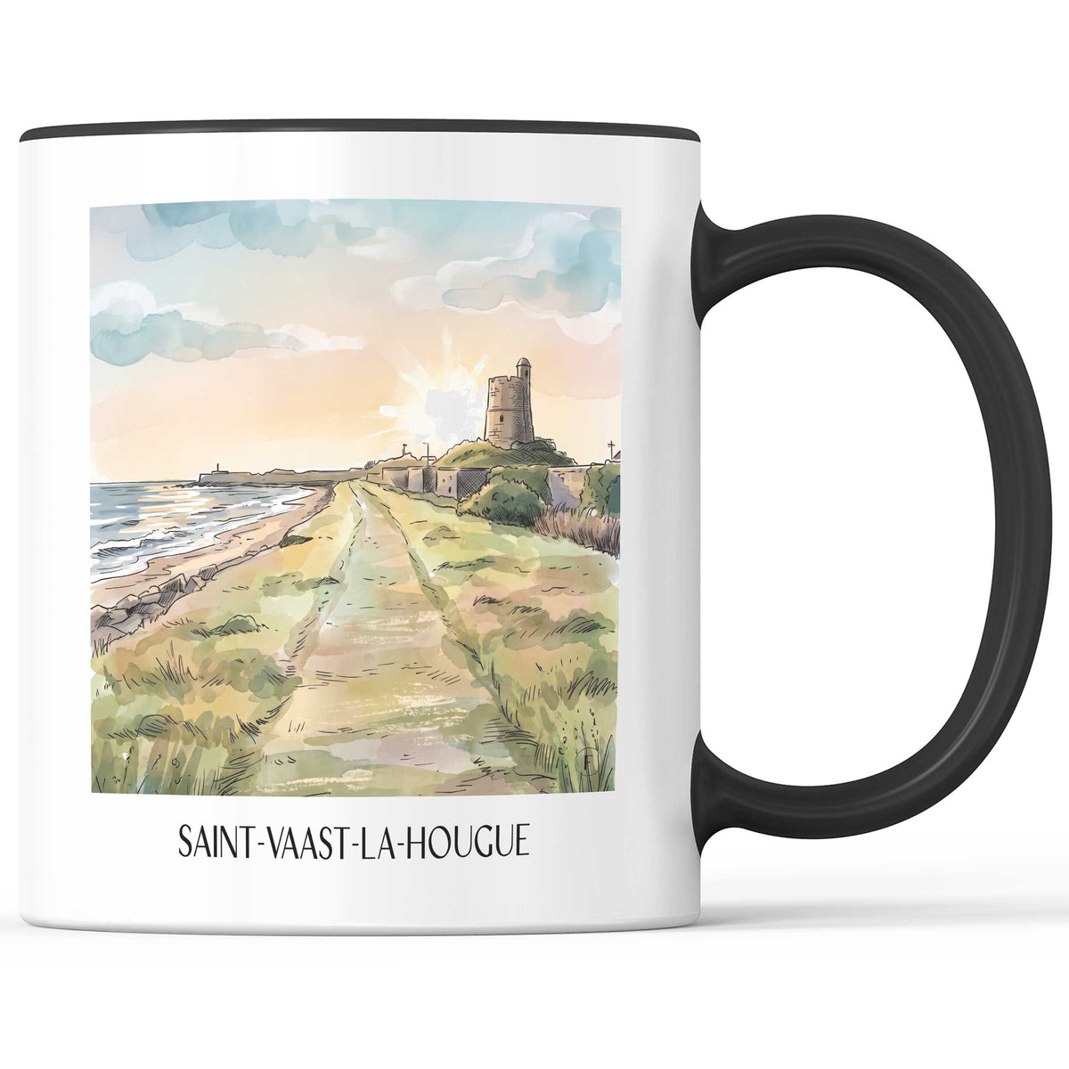 saint-vaast-la-hougue-cotentin-frankreich-kaffeebecher-aquarell