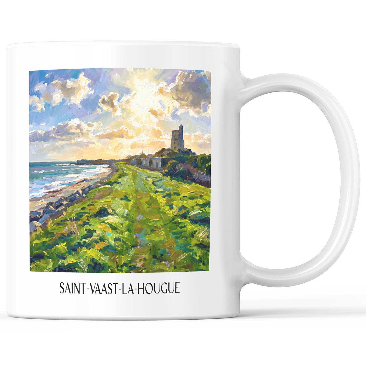 Saint-Vaast-la-Hougue Kaffeebecher - Cotentin - Frankreich Becher - Kaffeetasse im Ölgemälde Stil