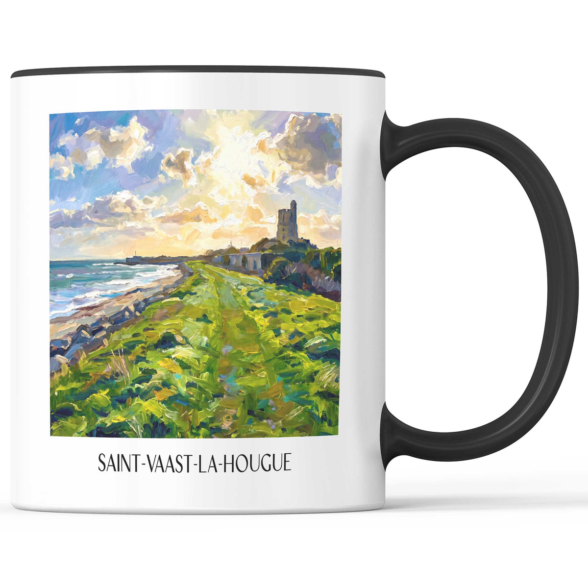 Saint-Vaast-la-Hougue Kaffeebecher - Cotentin - Frankreich Becher - Kaffeetasse im Ölgemälde Stil