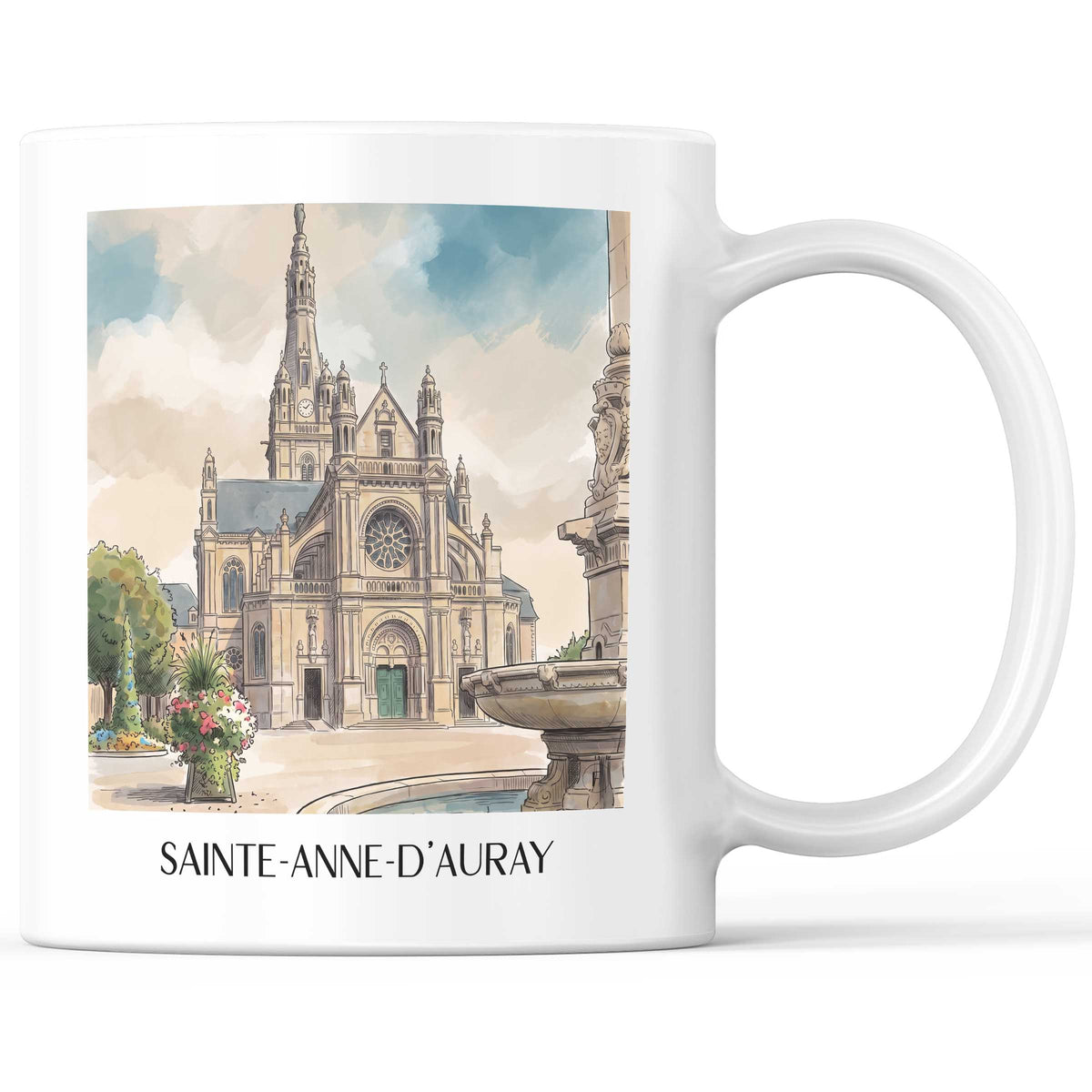 Sainte-Anne-d'Auray Kaffeebecher - Morbihan - Frankreich Becher - Kaffeetasse im Aquarell Stil - favplace
